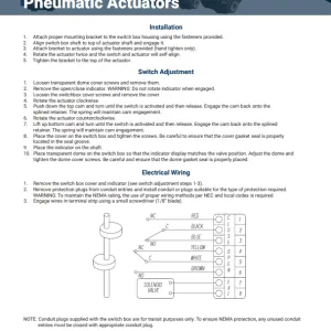 Installation and Operation for Limit Switches on Pneumatic Actuators