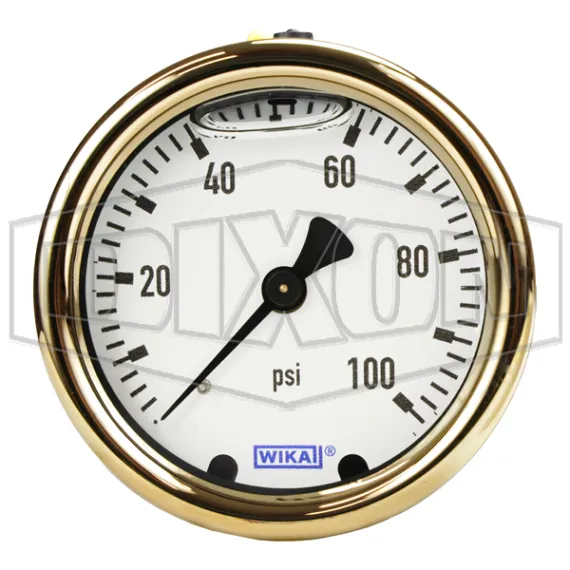 Brass Liquid Filled Center Back Mount Gauge