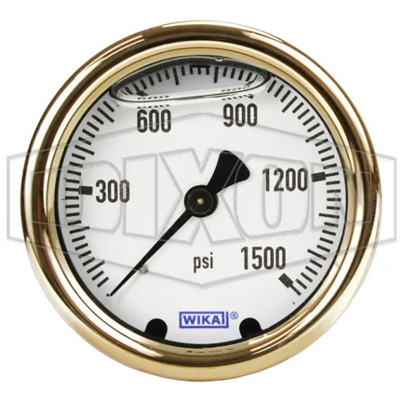Brass Liquid Filled Center Back Mount Gauge