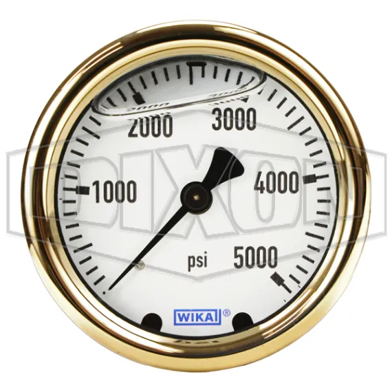 Brass Liquid Filled Center Back Mount Gauge