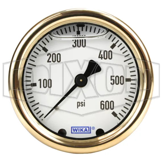 Brass Liquid Filled Center Back Mount Gauge