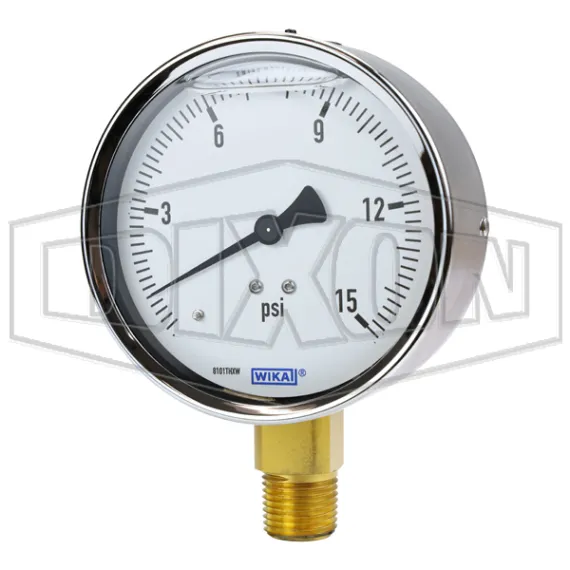 Brass Liquid Filled Lower Mount Gauge