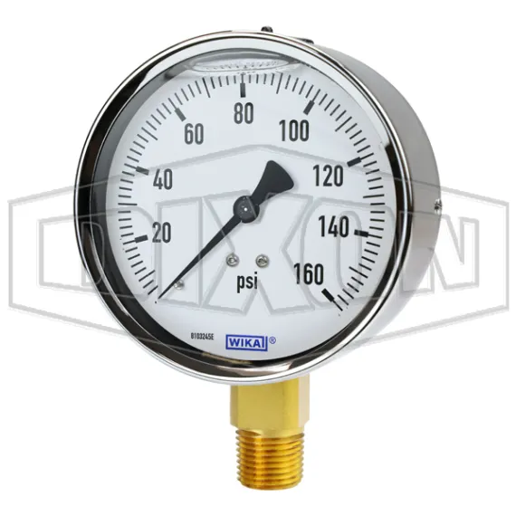 Brass Liquid Filled Lower Mount Gauge