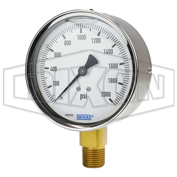 Brass Liquid Filled Lower Mount Gauge