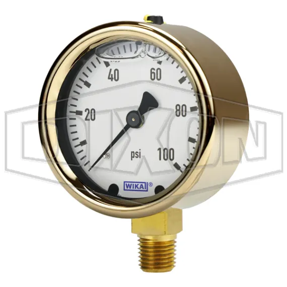 Brass Liquid Filled Lower Mount Gauge