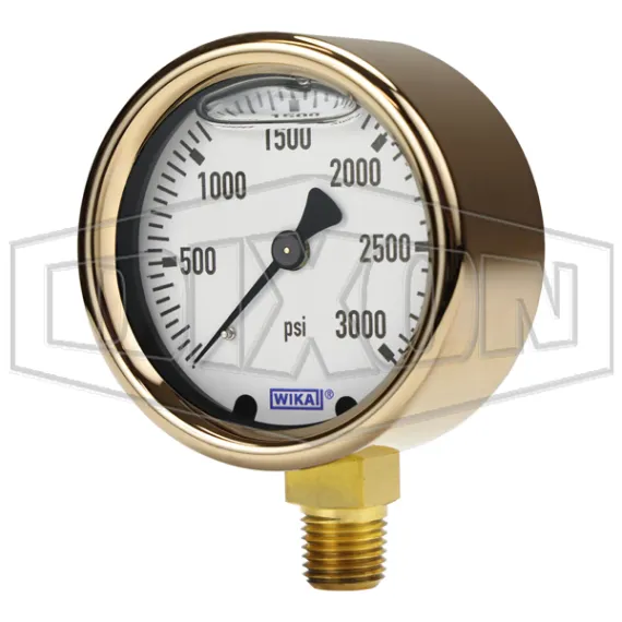 Brass Liquid Filled Lower Mount Gauge