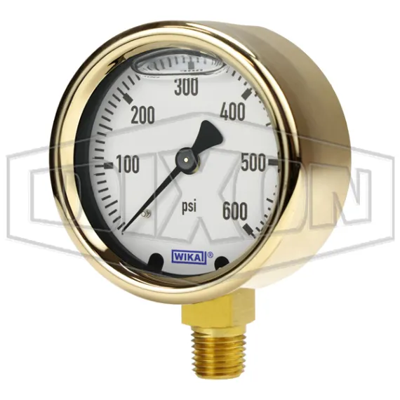 Brass Liquid Filled Lower Mount Gauge