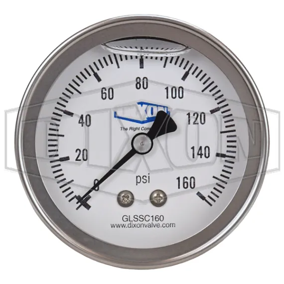 Stainless Liquid Filled Center Back Mount Gauge