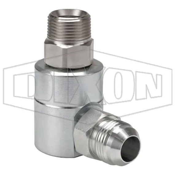 Super Swivels® Male NPTF x Male JIC 37° 90° Elbow Inline Swivel