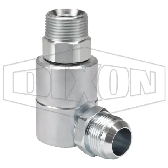 Super Swivels® Male NPTF x Male JIC 37° 90° Elbow Inline Swivel