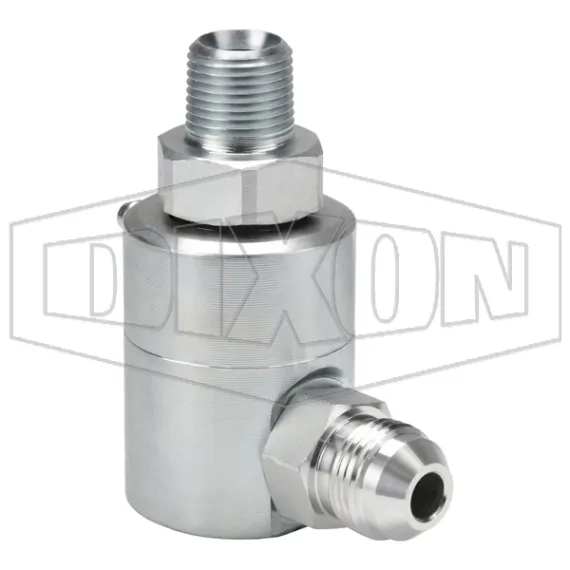Super Swivels® Male NPTF x Male JIC 37° 90° Elbow Inline Swivel
