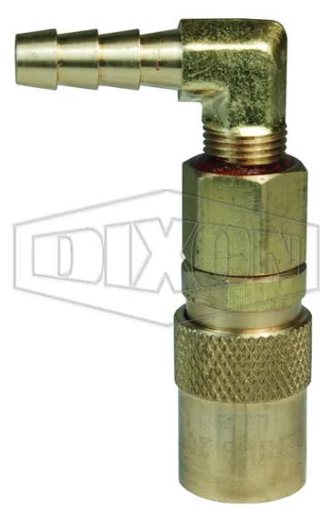 CM-Series Industrial Mold Valved Coupler 90° Hose Barb