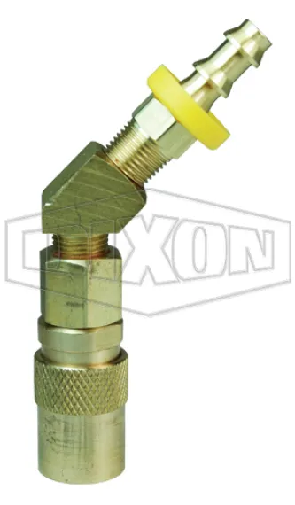 CM-Series Industrial Mold Valved Coupler 45° Push-Loc Barb