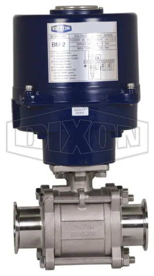 Electrically Actuated 3-Piece Sanitary Stainless Ball Valve