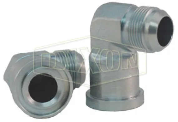 90° Flange Elbow x Male JIC Hydraulic Adapter
