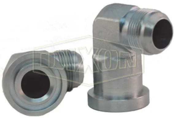 90° Flange Elbow x Male JIC Hydraulic Adapter