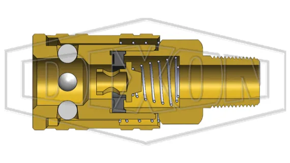 m series aro pneumatic manual male threaded coupler half cut