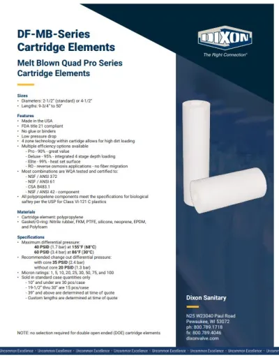 DF-Series Cartridge Elements - Melt Blown