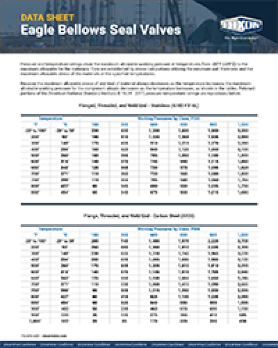 Eagle Bellows Seal valves- data