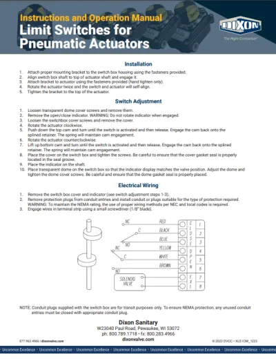 Installation and Operation for Limit Switches on Pneumatic Actuators