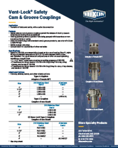 Vent-Lock Safety Cam and Groove Couplings