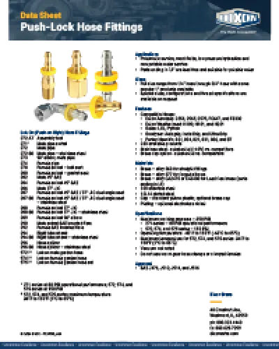 Push-Lock Hose Fittings Data Sheet
