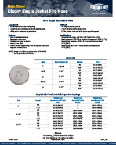 Dixon® Single Jacket Fire Hose