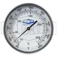 Model 50 Bi-Metal Back Connected 5" Face Thermometer